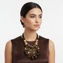 Beaded Brown Stone Global Artisan Leather Necklace