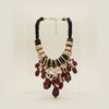 Beaded Brown Stone Global Artisan Leather Necklace