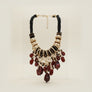Beaded Brown Stone Global Artisan Leather Necklace