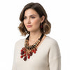 Beaded Red Stone Global Artisan Leather Necklace