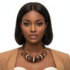 Collar Earthy Artisan Leather Wood Disc Necklace