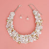 Bib White Artistic Glass Copper Choker Necklace