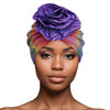 Turban Pre-Tied Flower Purple Ombre Zebra Women