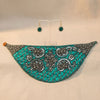 Handmade Teal Satin Scarf Necklace Set