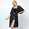 DIONA J DRAWSTRING JERSEY KIMONO ONE SIZE COLOR BLACK