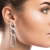 Silver Rhinestone Crusted Chain Earrings