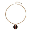 Black Stripe Pendant Gold Twisted Chain