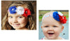 Baby Hair Head Band American USA Flag Chiffon Flower Rhinestone Satin 4th July