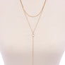 Metal Layered Crescent Clear Round Pendant Y Necklace