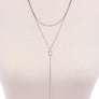 Metal Layered Crescent Clear Round Pendant Y Necklace