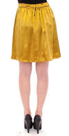 Gold Silk Solid Mini A-Line Skirt