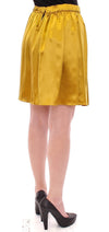 Gold Silk Solid Mini A-Line Skirt