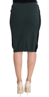 Green Wool Blend Pencil Skirt