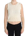 Beige Cotton Blend Knitted Sleeveless Sweater