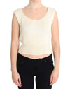 Beige Cotton Blend Knitted Sleeveless Sweater