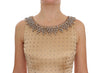 Beige Crystal Embellished Gown Shift Dress