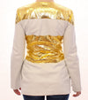 White Gold Metallic Leather Jacket