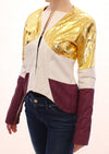 White Gold Purple Leather Jacket