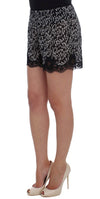 Black White Floral Lace Silk Sleepwear Shorts