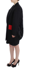 Black Coat Trench Long Draped Jacket Blazer