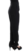 Black High Waist Straight Slim Dress Pants