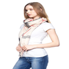 Beige multitone oversized Plaid Pashmina Checker Blanket Scarf Shawl Fringe Trim