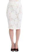 White Silk Straight Knee-length Pencil Skirt