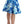 Blue Peplum Fresco-Print Straight Pencil Skirt