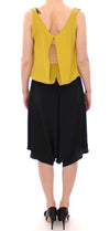 Black Yellow Silk Shift Sheath Coctail Dress