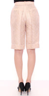 Beige Brocade Above Knee Shorts