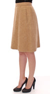 Beige Alpaca Above Knees Pencil Skirt