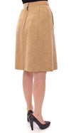 Beige Alpaca Above Knees Pencil Skirt