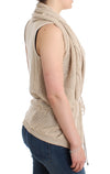 Beige sleeveless knitted cardigan