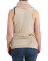 Beige sleeveless knitted cardigan