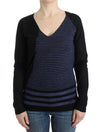 Black striped V-neck sweater