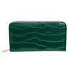 Dark Green Croc Double Zipper Wallet