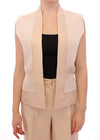 Beige brocade sleeveless jacket vest