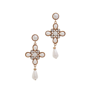 PEARL CROSS DROP EARRING 25515