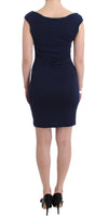 Blue embellished sheath dress