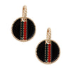 Black Stripe Charm Twisted Gold Hoops