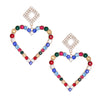 Multi Crystal Heart Drop Earrings