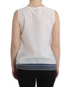 White Blue Top Blouse Tank Shirt Sleeveless