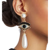 Cream Teardrop Evil Eye Earrings