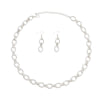 Twisted Oval Silver Metal Chain Set