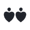 Black Seed Bead Heart Earrings