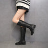 2020 New Trend Women Solid White Knee High 3 Buckle Leather Low Heel Boots Shoes