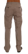 Beige Cotton Stretch Chinos Pants