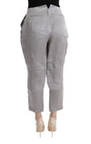 Gray Silk Cropped Casual Pants