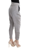 Gray Silk Cropped Casual Pants
