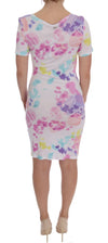 White Printed Pencil Sheath Dress